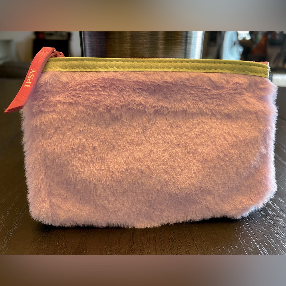 Ipsy Glambag in a Lavender Fuzzy Bag with Neon Accents, NEW Never Used